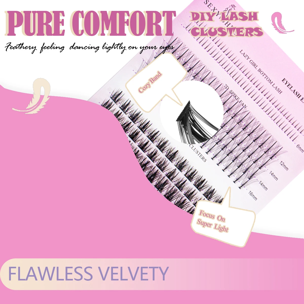 まつげクラスターフェイクミンクDIYまつげエクステふわふわウィスピー猫まつげボンドとシール付きまつげピンセット