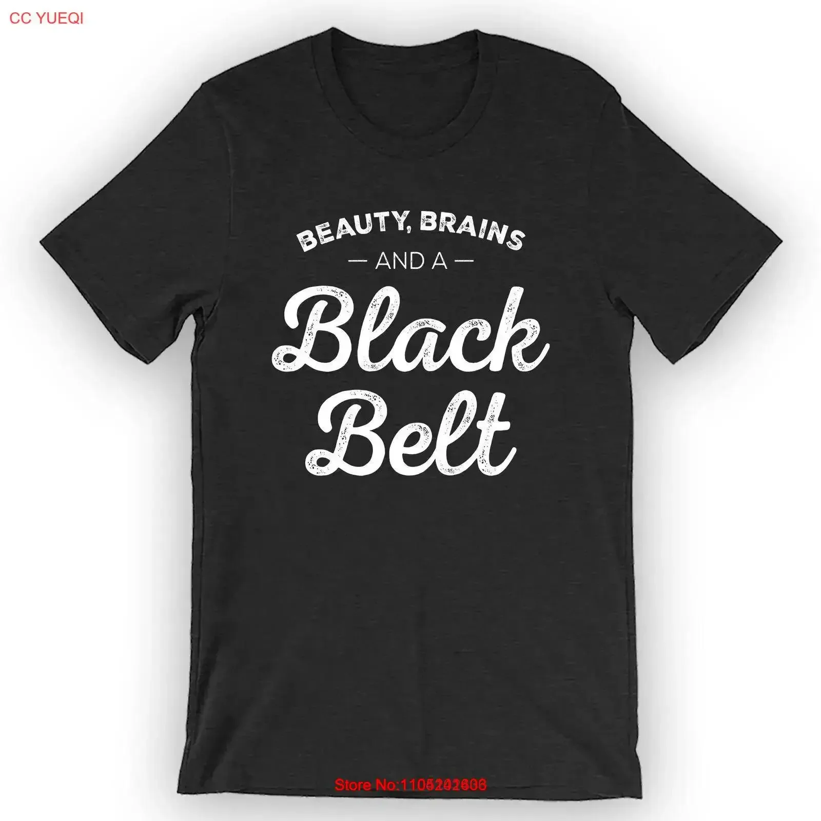 Beauty Brains And A Black Belt T Shirt Cute vintage Washed Stylish fashion Stretched graphic Casual Comfortable Versatile homme