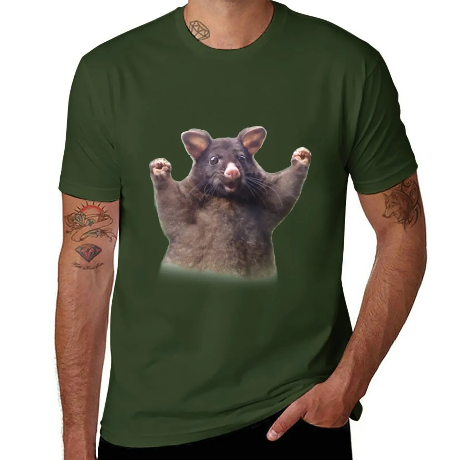 New wahoo rat - positive possum meme T-Shirt graphic t shirt tops custom t shirt mens t shirts