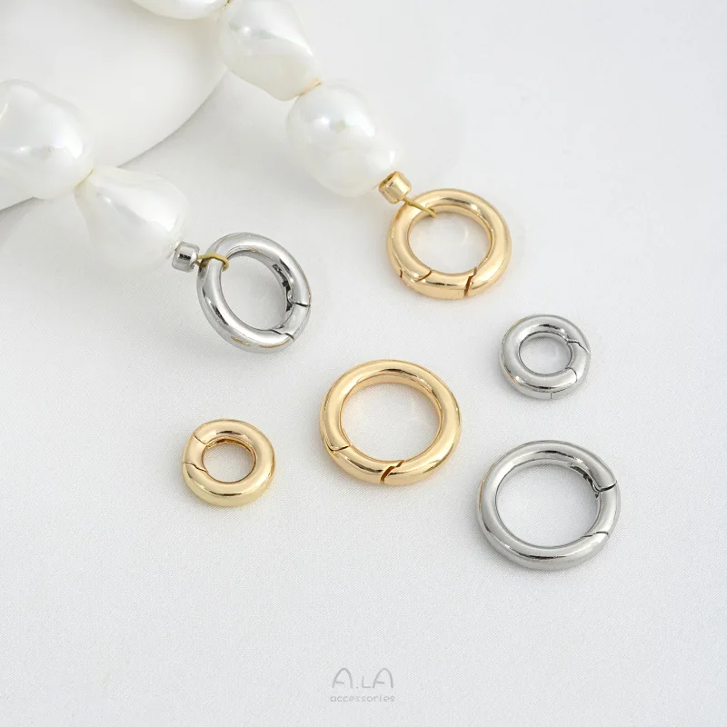 14K Copper Real Gold Glossy Round Buckle Spring Ring Buckle DIY Bracelet Necklace Jewelry Connecting Buckle