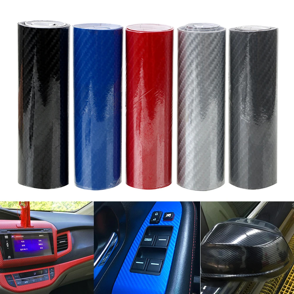 10x152cm Car DIY Stickers Vinyl Film Mouldings Carbon Fiber 5D High Glossy Motorcycle 4x4 Auto Accessories Decoration Interior