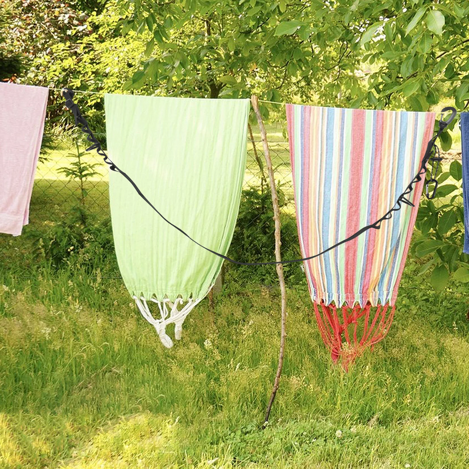 

Outdoor Portable Clothesline Heavy Duty Adjustable Camping Drying Rope Nylon Travel Rope for Hiking Tent Backyard