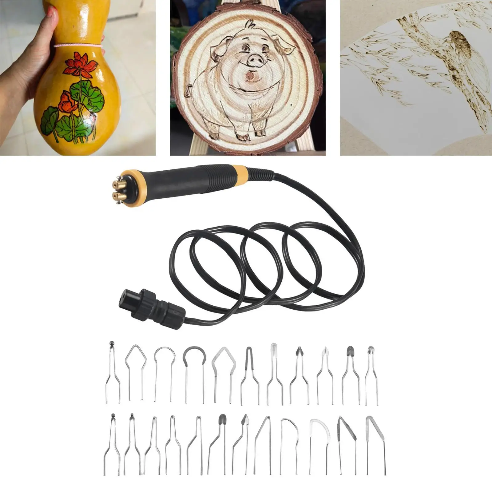 Wood Burning Kit 21 Wire Tips Versatile Woodburning Tools Pyrography Pen for Woodwork Supplies Burner Station Carving DIY Crafts