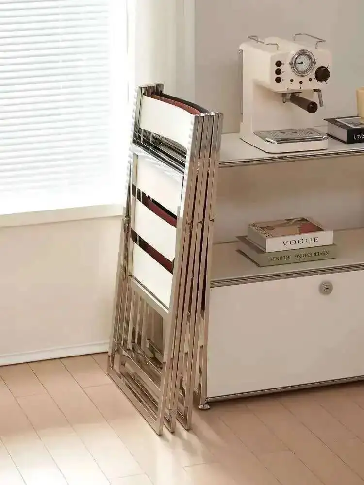 

Metal Craft Home Living Room Chair Dining Chair Stainless Steel Folding Back Chairs Study Desk Study Chair Cafe Chairs