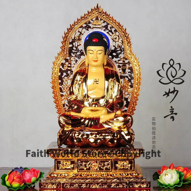 65 CM LARGE--OFFICE HOME Health efficacious Protection figure of Buddha# Buddhism Consecrate the Buddha 24K gilding brass statue