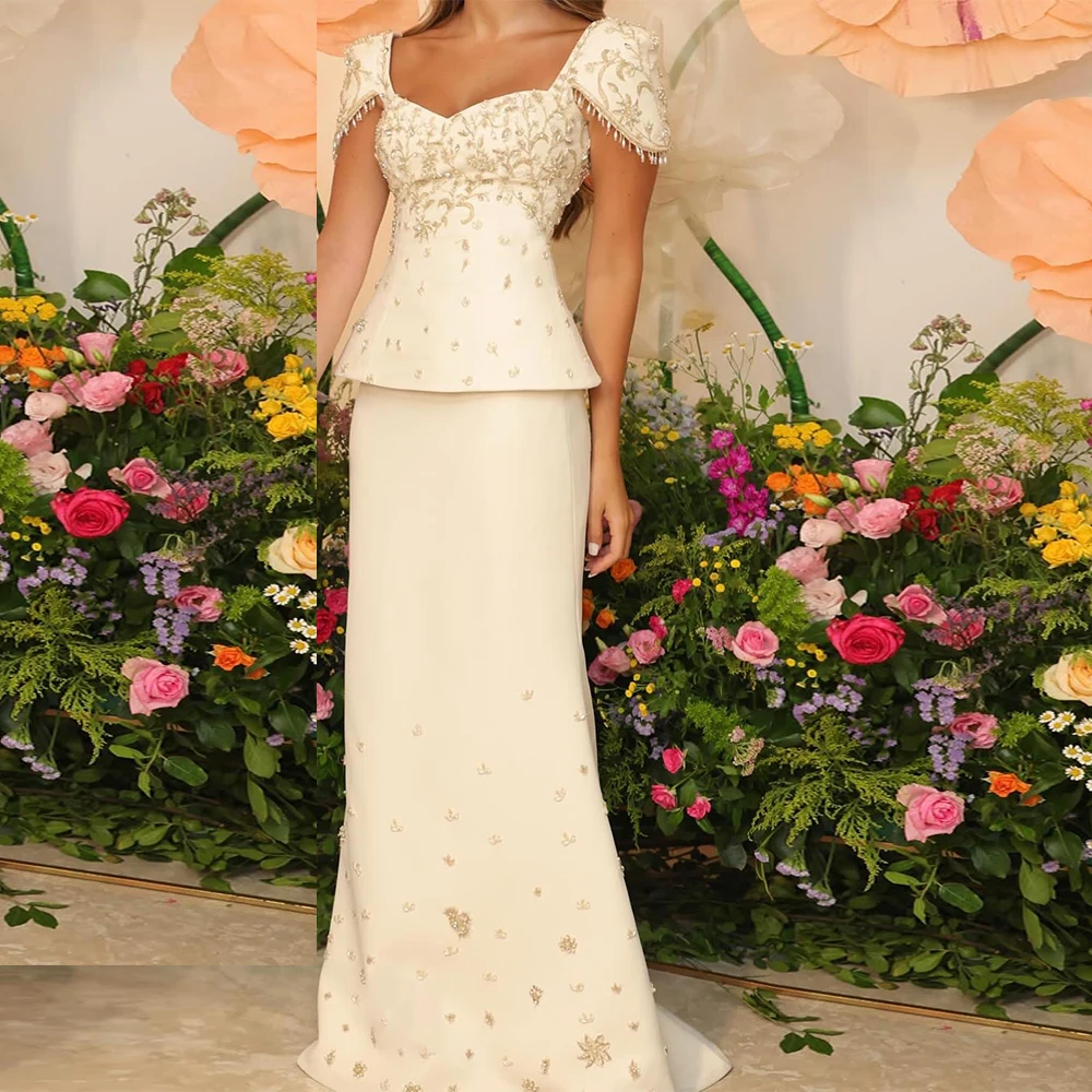 Custom Square Collar Evening Dress with Court Train