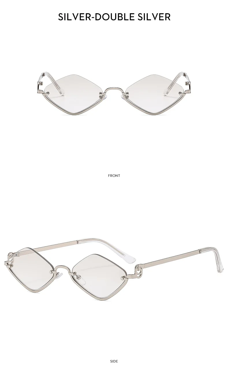 Mode Kleine Polygonale Sonnenbrille Frauen Marke Metall Halb Rahmen Gläser Damen Hipster Sexy Cat Eye Shades Vintage – Detail 14