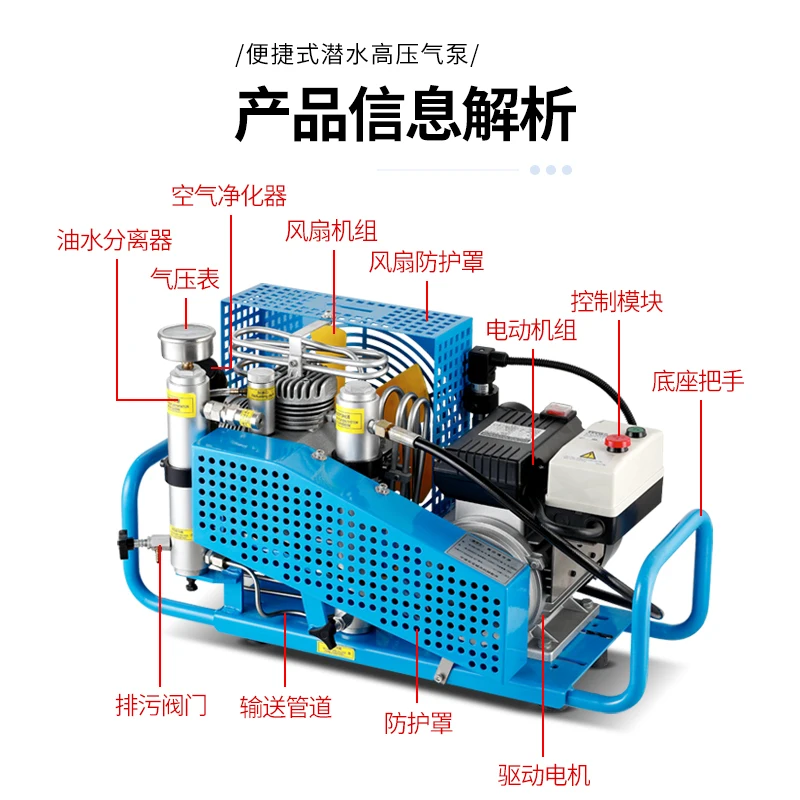 Air respirator high pressure air pump 30mpa diving bottle inflator 20mpa fire air pump