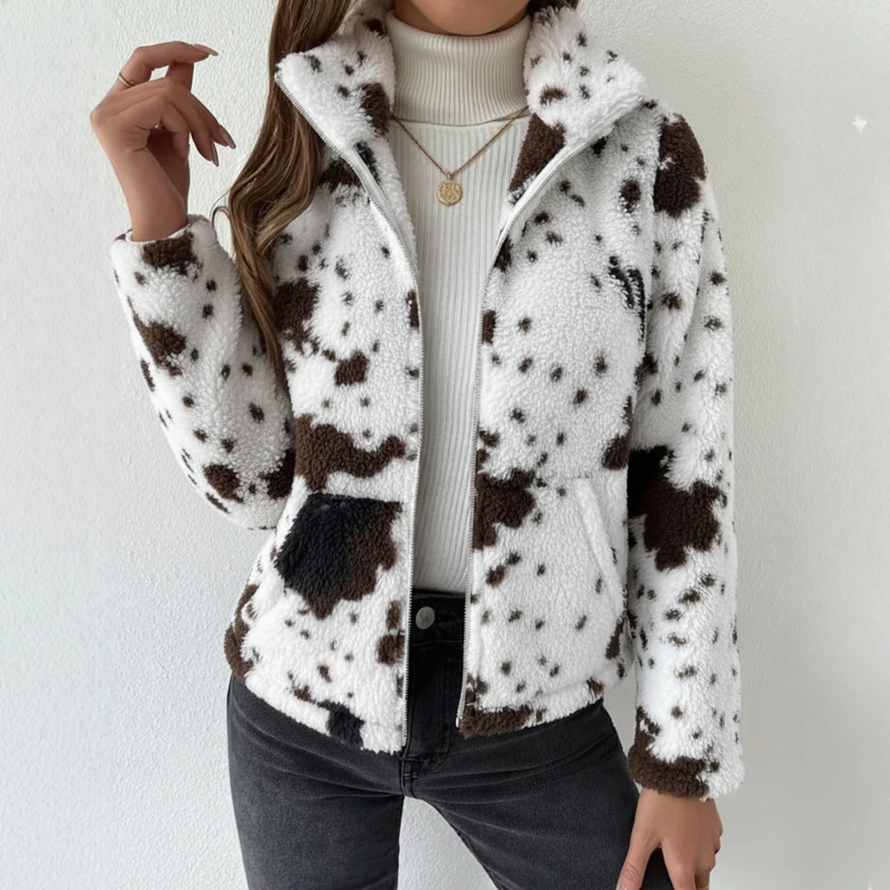 

Casual Plush Coat Autumn Winter Clothes Women's Fashion Outerwear Comfortable Soft Material No Decoration Style