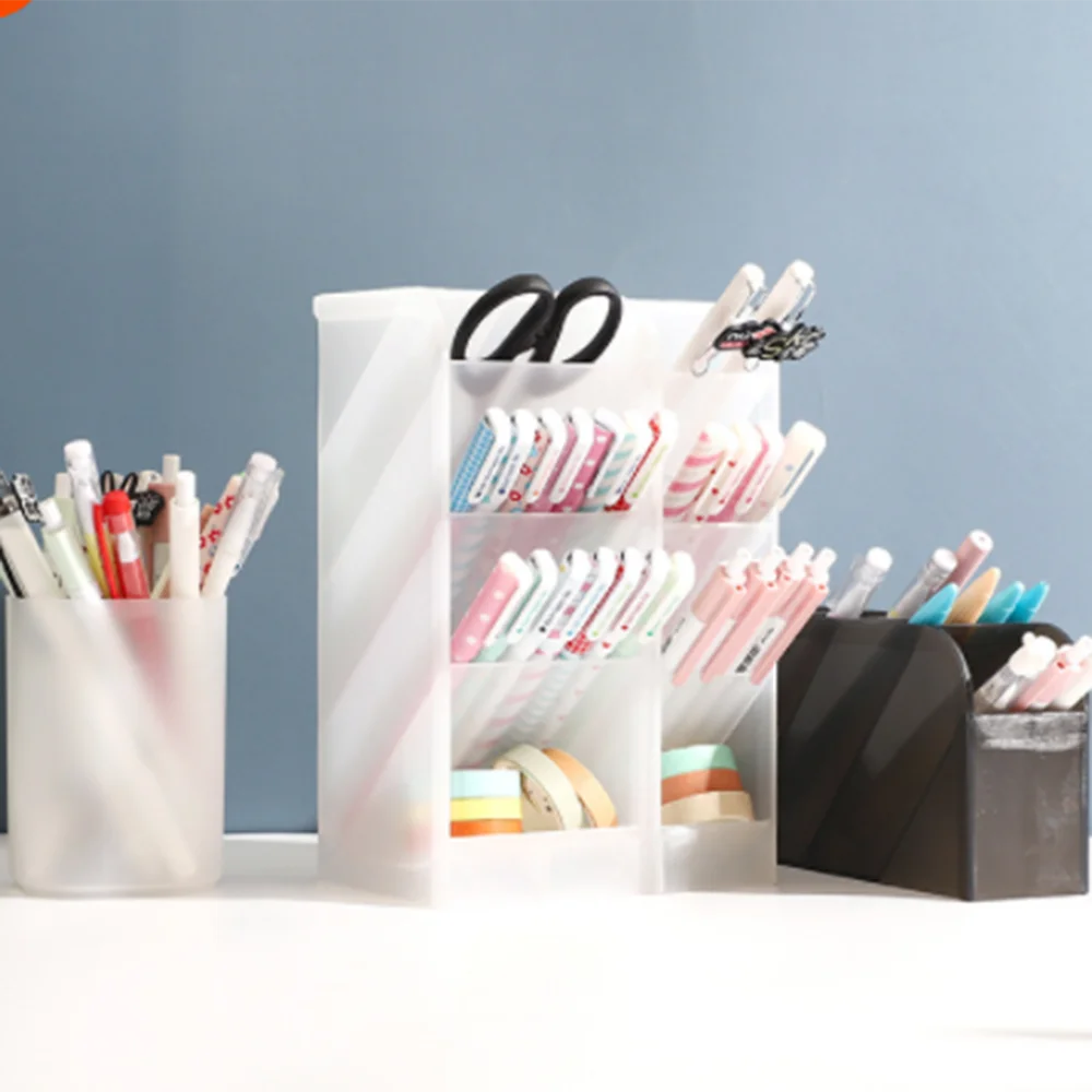 Multifunctionele Creatieve Schuine Insteekpenhouder Student Desktop Emmer Opbergdoos Organizer Kantoorpenhouder