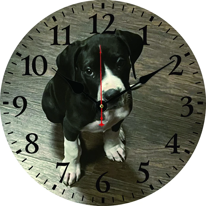 Dog Wall Clock Kitchen Decor Wall Art Silent Non Ticking Large Round Wall Clocks For Living Room Bedroom Office