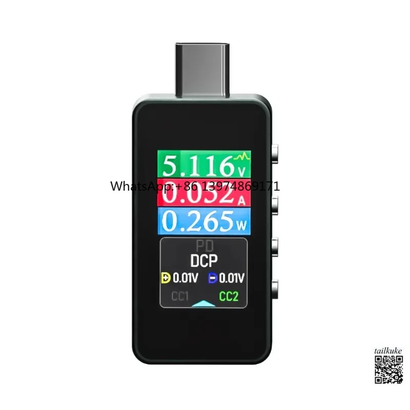 RK-C1 Power Meter Color Screen Fast Charging Tester Voltage Current Meter 8A Gravity Rotation Tester