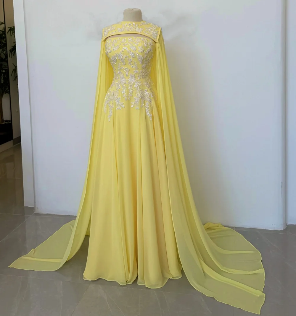 Gaun Pesta Mewah Wanita Model A-line Panjang dengan Aplikasi Chiffon Berkilau untuk Acara Khusus, Gaun Malam Eksklusif