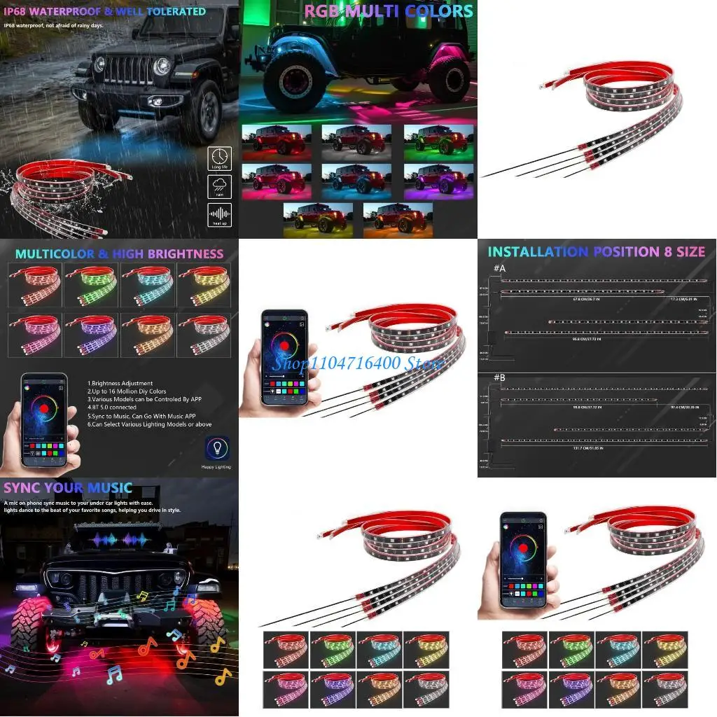 

y1gd Car Light RGB LED Rock Light Underglow Lights Car Lights APP Control