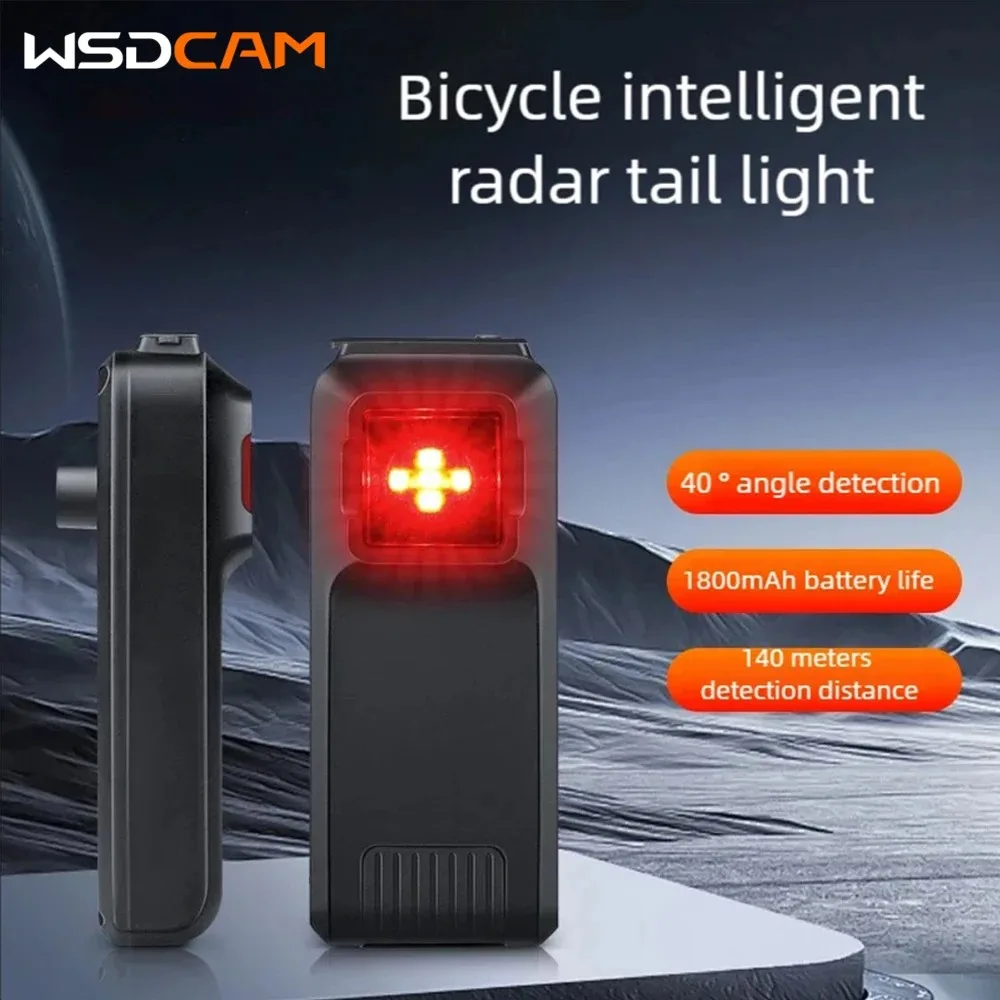 

Radar Tail Light Brake Sensing Blind Spot Detection Rear Light IPX6 Waterproof Warning Light Outdoor Bicycle Accessories