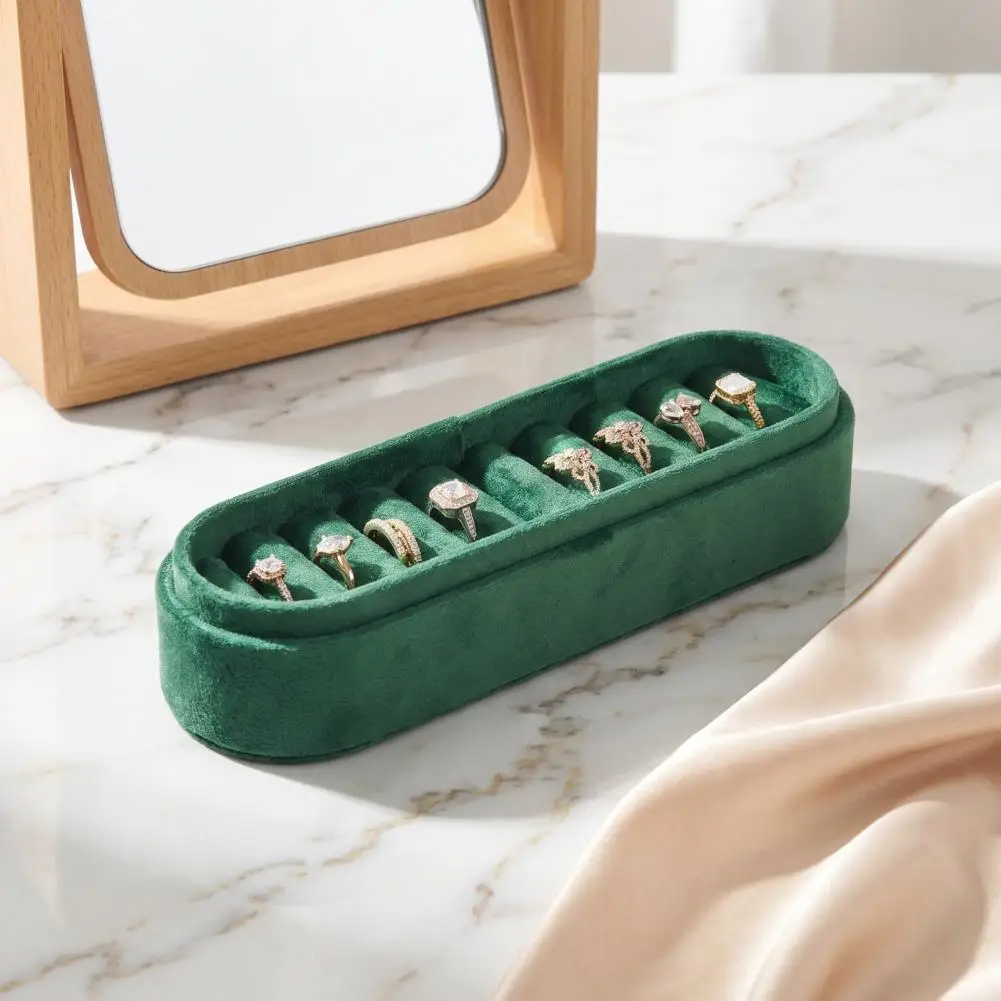 Small Jewelry Travel Case with Mirror Velvet Jewelry Storage Box with Multiple Slots Portable Organizer for Scratch for Travel