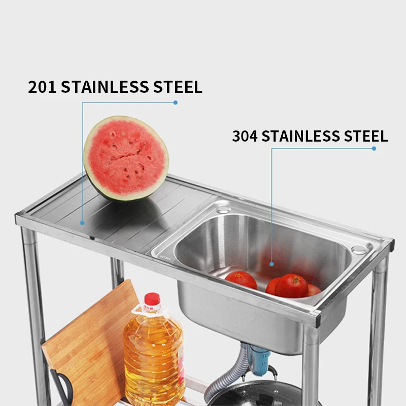 Wastafel dapur Stainless steel, wastafel dapur dengan braket, wastafel cuci piring, wastafel rumah tangga keran panas dan dingin