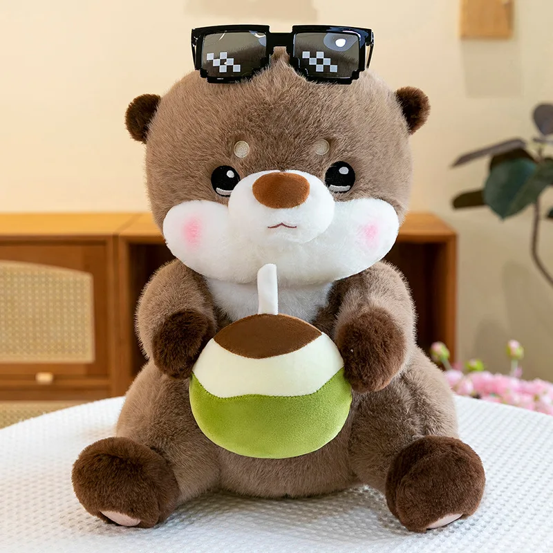 Kawaii Capybara fille boire du jus de noix de coco en peluche poupée en peluche mignon câlin bébé enfants anniversaire cadeau de noël pour les filles