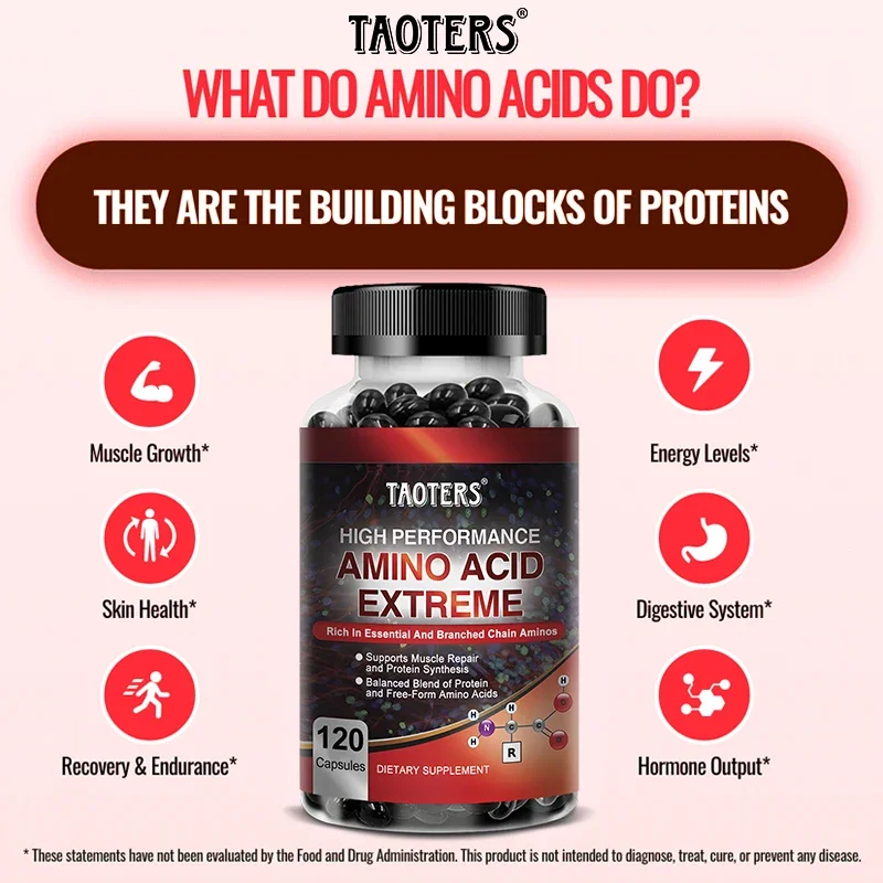 Taoters High Performance Amino Acid Supplement - Helps Repair Muscles, Build Muscle Mass, Energy Support and Protein Synthesis