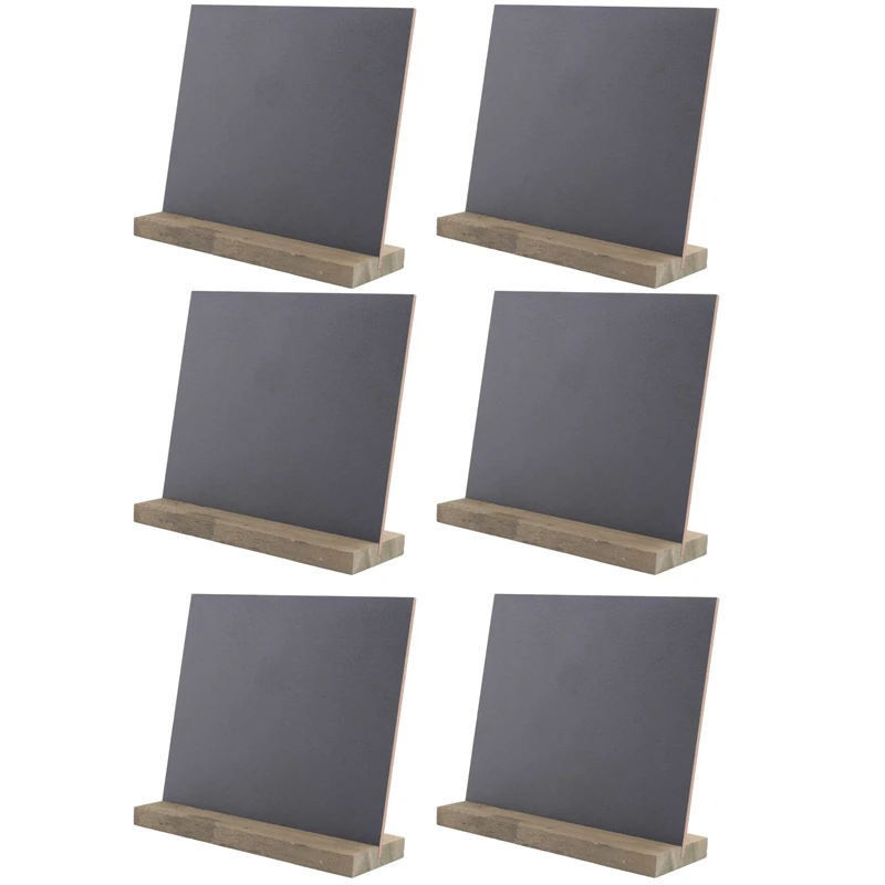 A48R-6 Pack Rustic Chalk Board Sign With Wood Stand For Wedding Decorations Signs Labels 6X5 Inch Blackboard