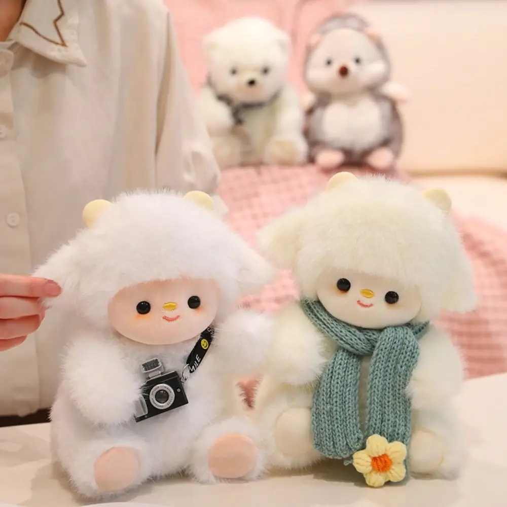 

PP Cotton White Sheep Plush Toys Moving Singing Animal Bear Hedgehog Doll Cartoon Fluffy Scarf Lamb Intelligent Stuffed Dolls