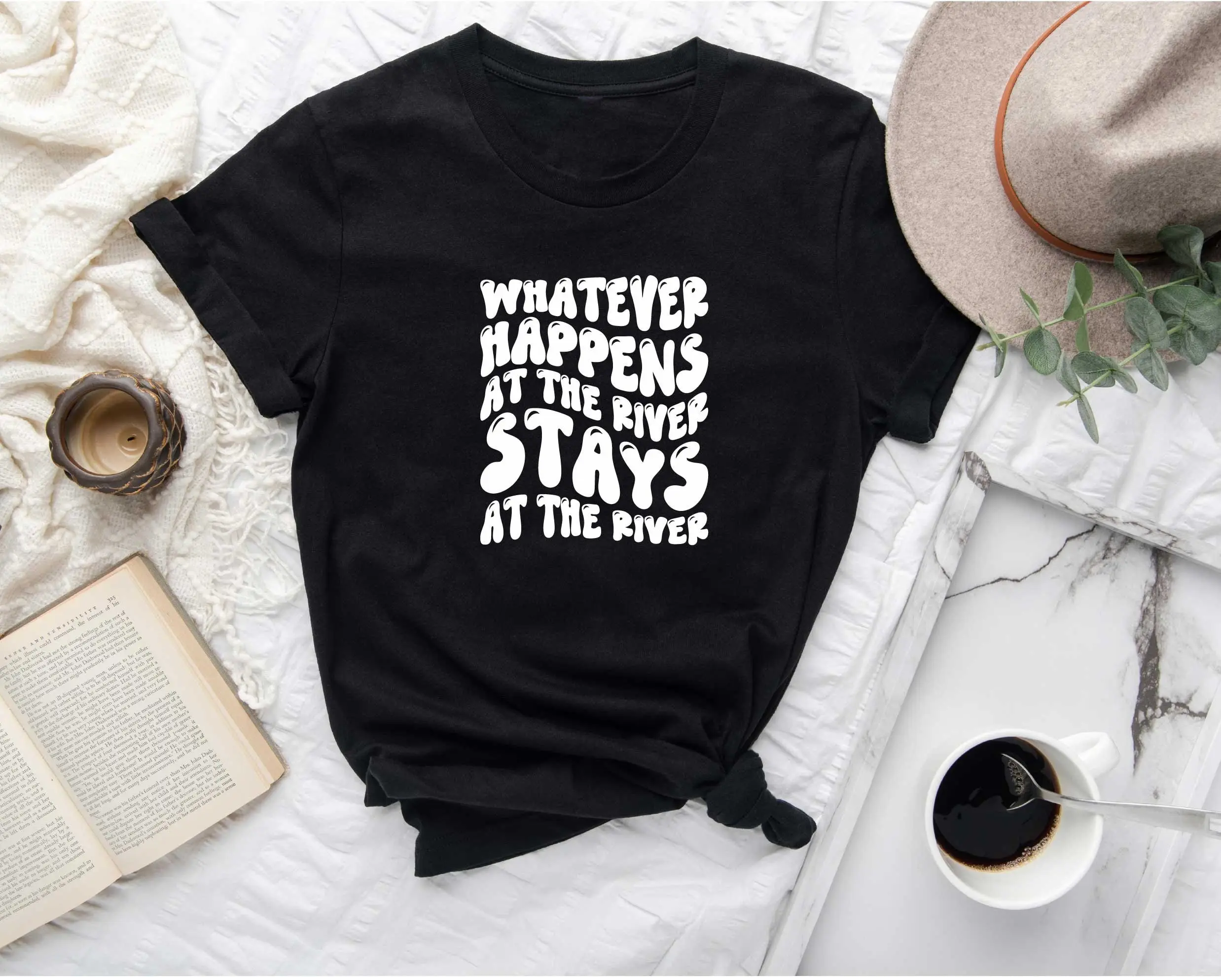 Whatever Happens At The River Stays T Shirt Vacation Lover Funny Nature Outdoor