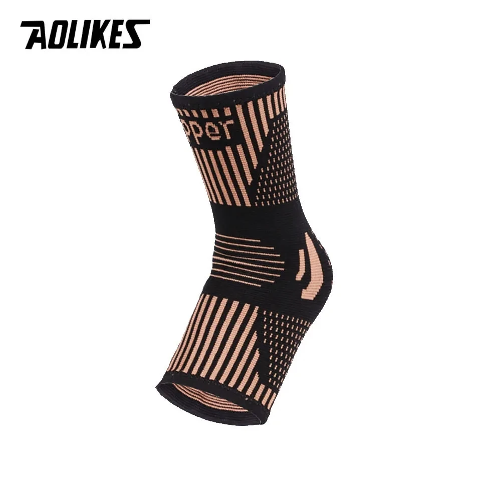 AOLIKES 1PCS Copper Ankle Brace Ankle Compression Sleeve Foot Brace For Sprained Ankle Swelling Running Sports Ankle Support Men