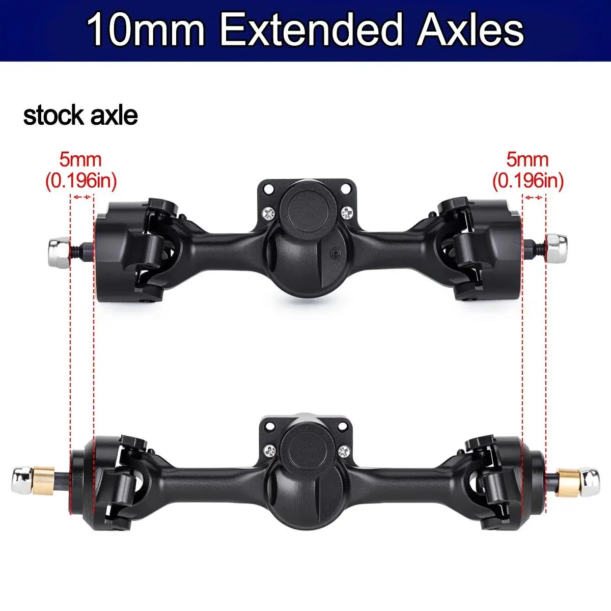 1/30 SCX30 RC Aluminum Alloy Front and Rear Axle Assembly + 5mm Widened CDV Toy Scrambler Upgrade and Modification Parts