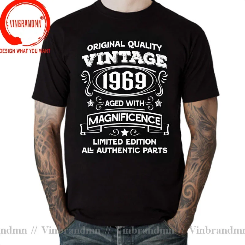 Vintage 1969 Aged With Magnificence T Shirt Men Birthday Gift Tee Shirt Born in 1969 Limited Edition All Authetic Parts T-Shirt