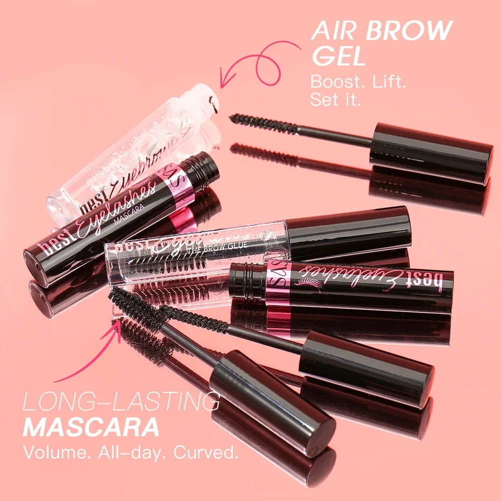 Set mascara nero impermeabile e primer per ciglia, volumizzante, arricciatura naturale, formula non sbavata a lunga durata