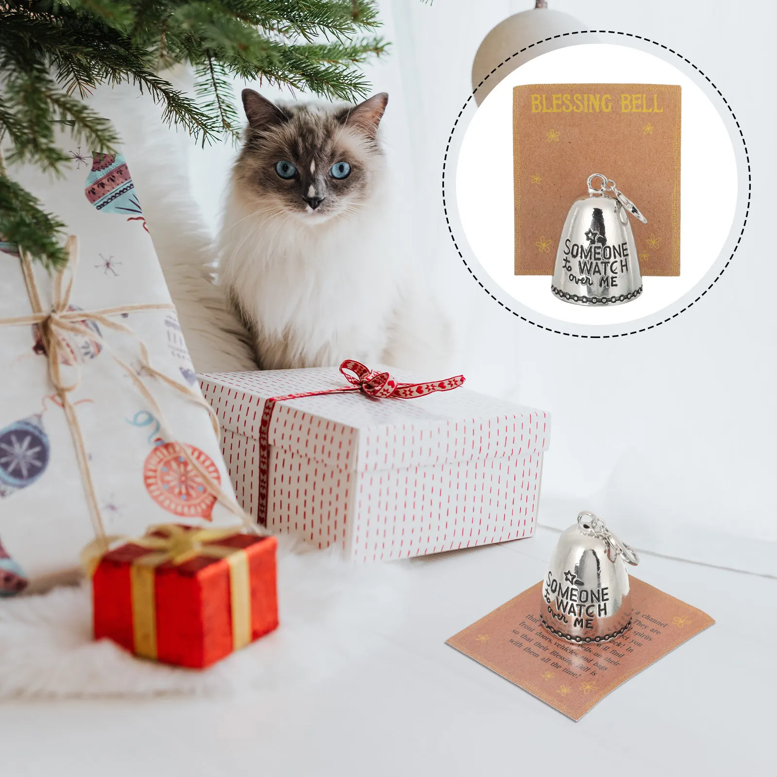 

1Set Angel Themed Blessing Bell Pendant Keychain Metal Decorative Gift for Friends Birthday Christmas New Year Festival Home Car