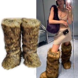 Women's Over-The-Knee Boots High Boots Winter New Fox FurSnow Boots And Cashmere Women's Boots Leg Warm Boots Non-Slip Soles