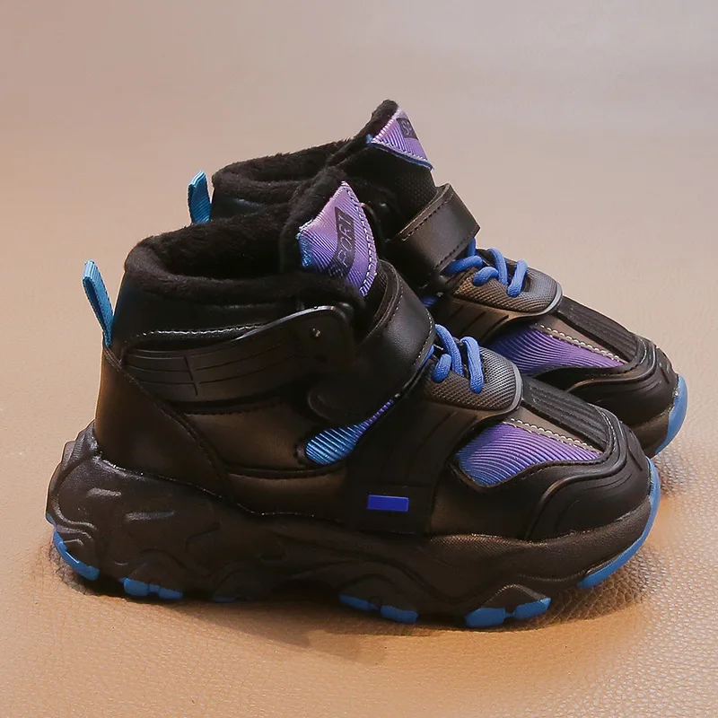 

Детские кроссовки, зимняя теплая хлопковая обувь для детей, повседневная спортивная обувь для мальчиков, удобная прогулочная обувь с плюшевой подкладкой, новинка 2023 г.