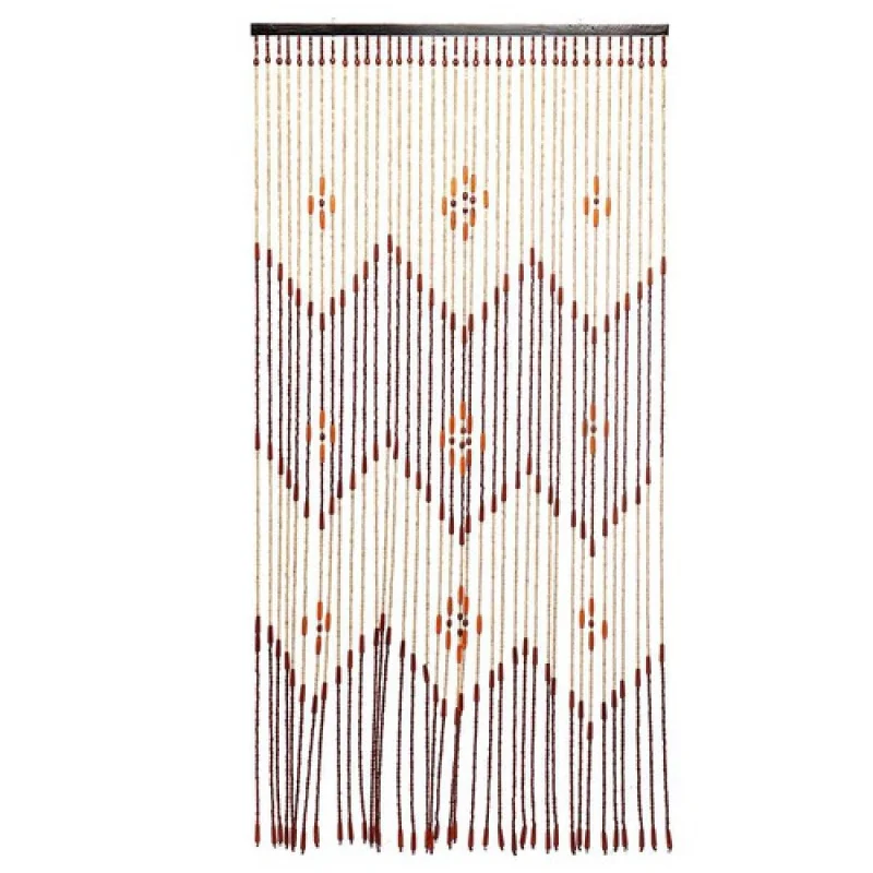 Handmade Bamboo Beaded Door Curtain Partition Divider Living Room Bedroom String Wave Fringe Curtain Wooden Rod Home Decor