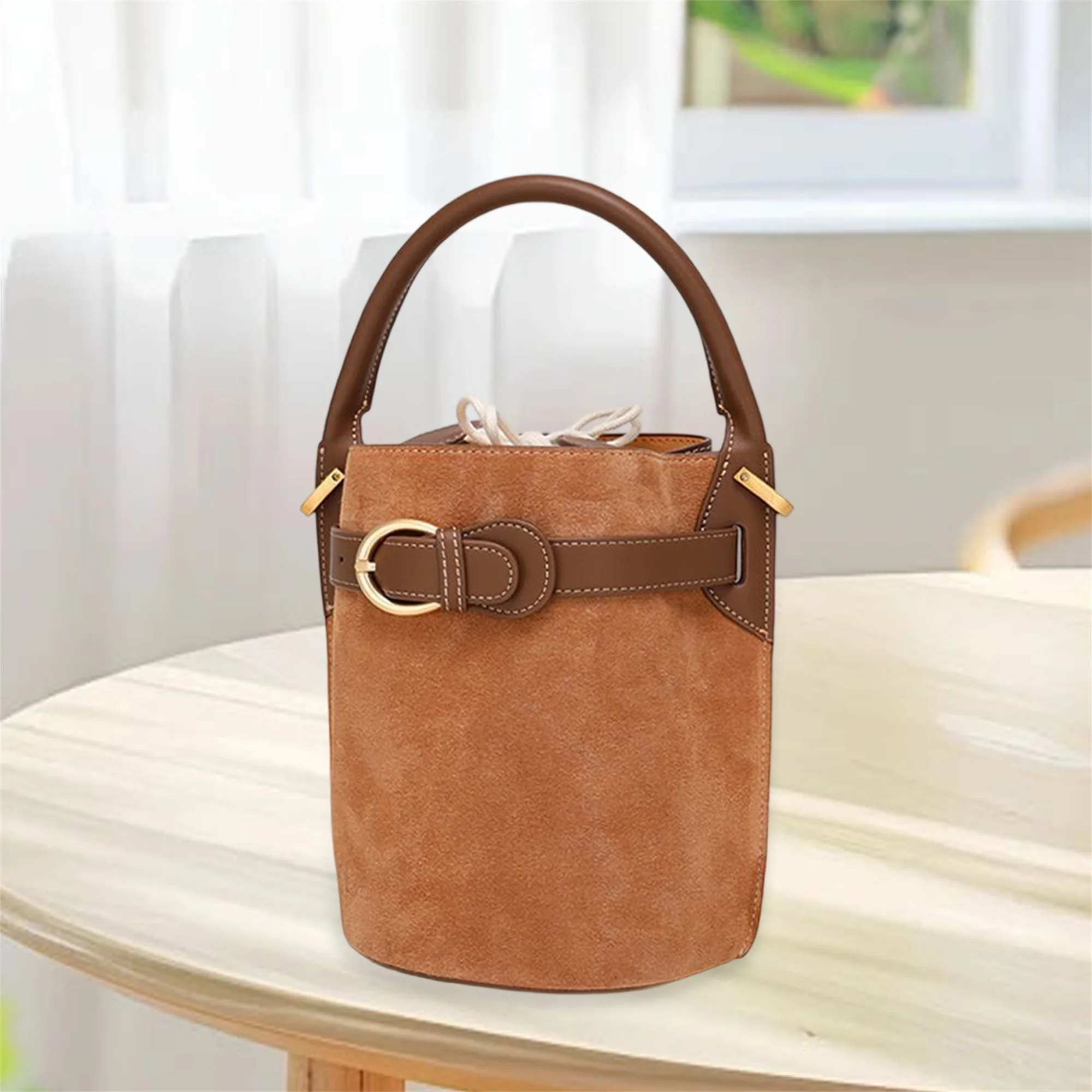 

Fashionable Women s Crossbody Bucket Bag with Drawstring Closure and Solid Color Design Ideal for Outdoor Events Office and