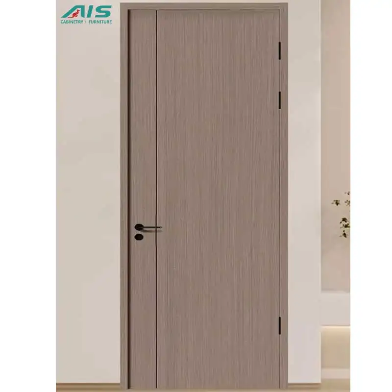 AIS Modern Brown Wooden Fire-Resistant Interior Door with Fire Proof Handles for Home Hotel or Apartment Made of Polymer