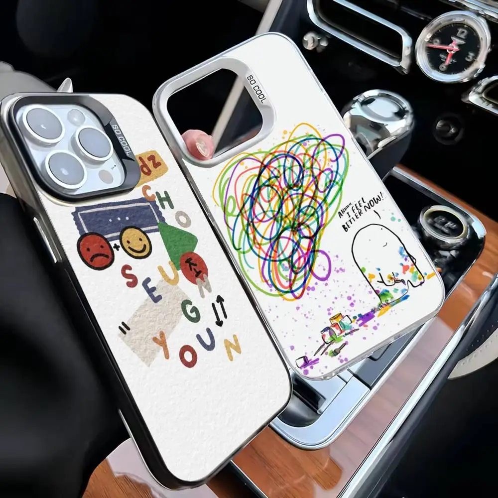 

Fun English Graffiti Phone Case For iPhone 16,15,14,13,12,11,Mini,Pro,MAX White Matte Shockproof Cover