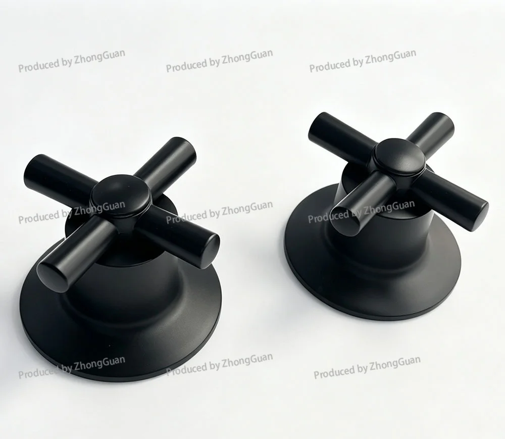 Cross Double Handle Three-hole Faucet, Zinc Alloy Handwheel, Bathroom Accessories, Dark Valve Accessories, Washbasin Hand Wheel