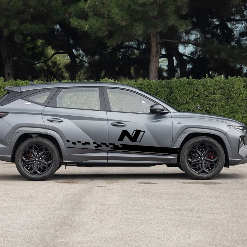 غطاء سيارة غطاء محرك السيارة الباب الفينيل الجانب شرائط N خط ملصقات مائي لشركة هيونداي كونا توكسون فيلوستر i20 i30 اكسسوارات السيارات التصميم