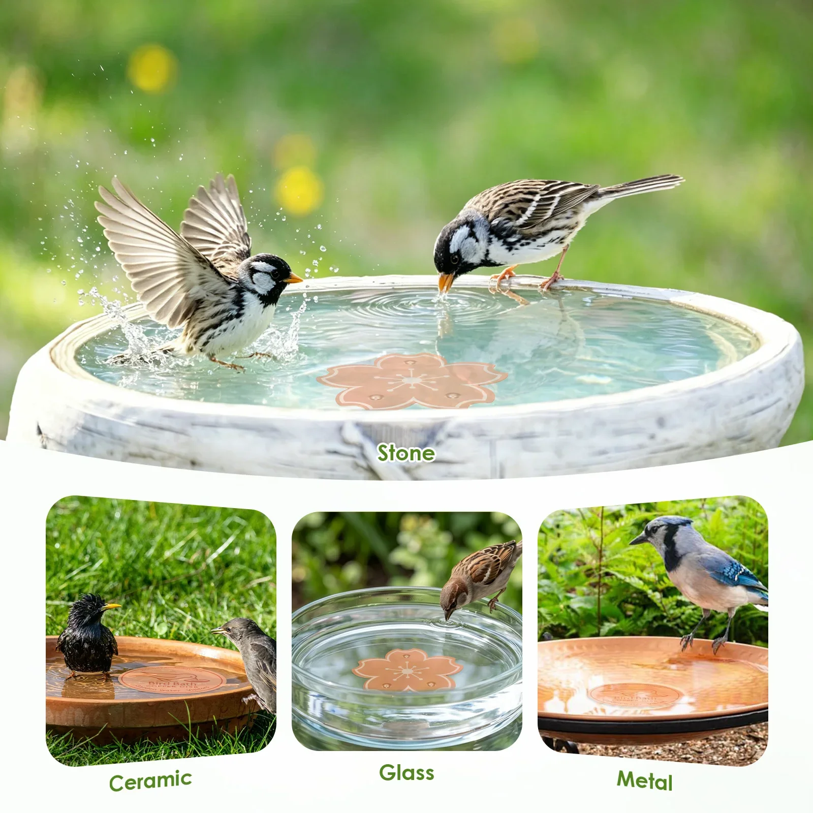 2Pcs Universal Bird Bath Copper Disk With 3 Point Support Support All-Season Birdbath Bowl Purifier Plate for Outdoor Backyard