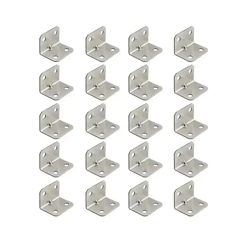 20pcs Angle Iron Board Table, Chair, Cabinet, Wardrobe Fixed Connector, 90-degree Angle Iron Plate Bracket Shelf Support Bracket
