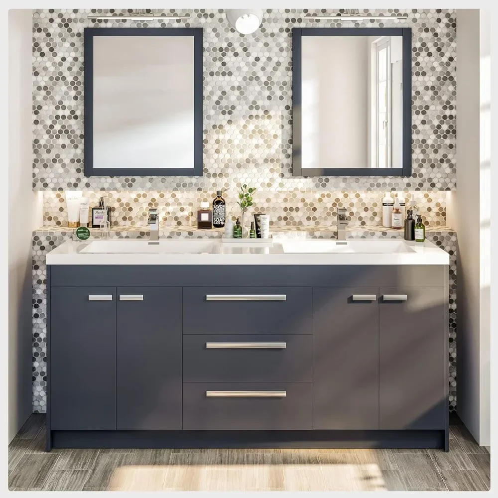 

60 inch Bathroom Vanity with Sink - Bathroom Vanity Double Sink-Freestanding 60" Vanity Bathroom Sink