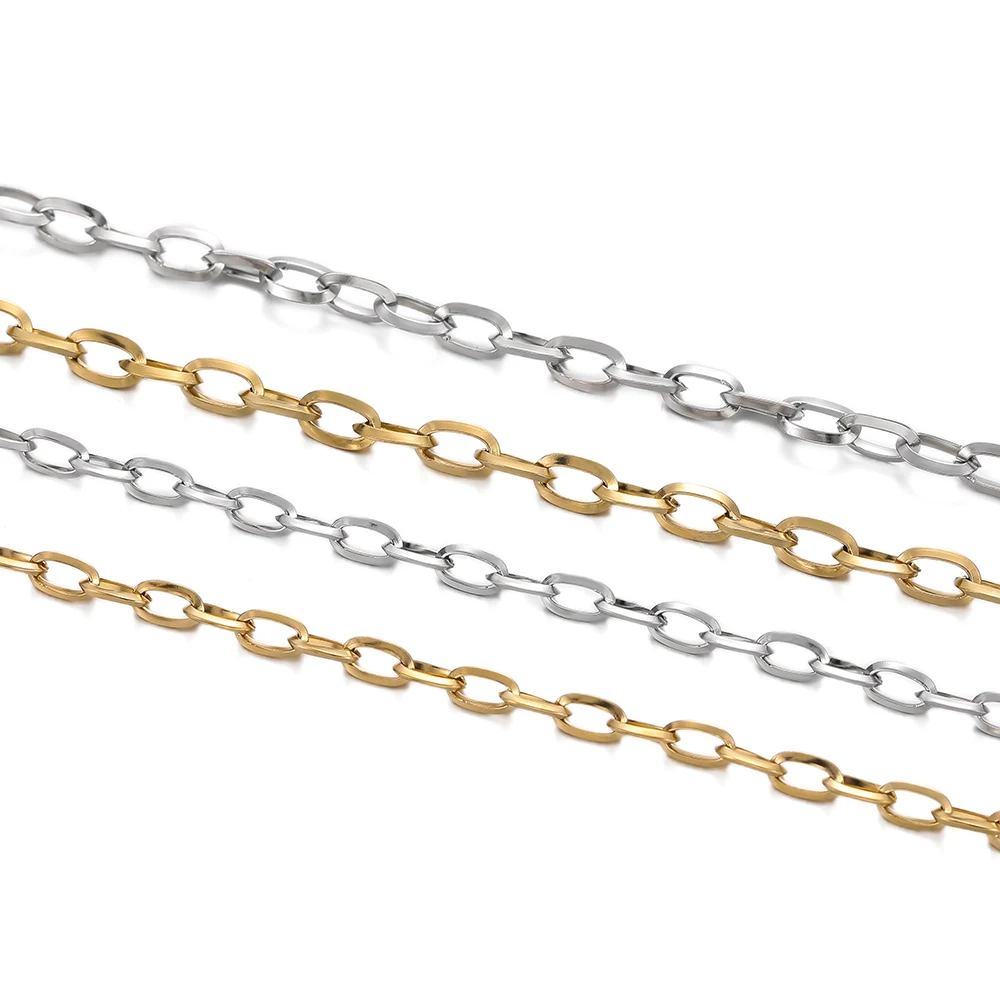 

1M/Pack 6.5/7.5mm Stainless Steel Big Hole Gold Steel Handmade Chains for DIY Necklace Bracelet Jewelry Making Accessories