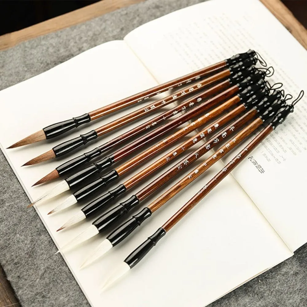 Traditional Chinese Calligraphy Brush Oil Painting Wolf Hair Scriptures Writing Brush Oil Watercolor Wood Art Paint Brush Artist
