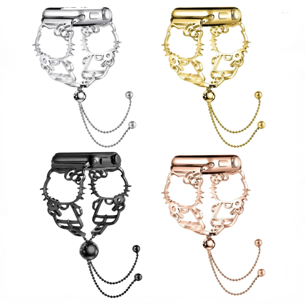 Cartoon Metal Strap for Apple Watch Band 45mm 41mm 44mm 40mm 42mm 38mm Women Bracelet Wristband for iWatch Series 8 7 6 5 4 3 SE