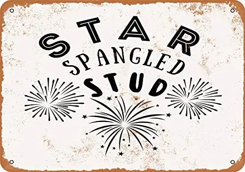 Metal Sign - Star Spangled Stud - Vintage Look Wall Decor for Cafe Bar Pub Home Beer Decoration Crafts