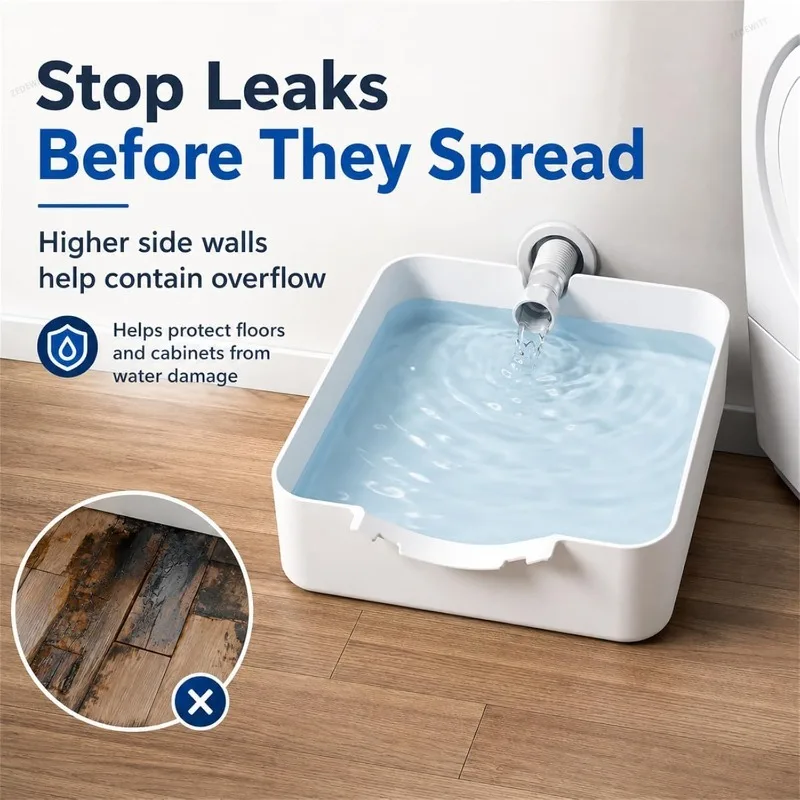 Front Load Washer Water Catcher Tray Anti‑Spill Floor Protector Tray Washing Machine Drain Pan Laundry Maintenance Tool for Home
