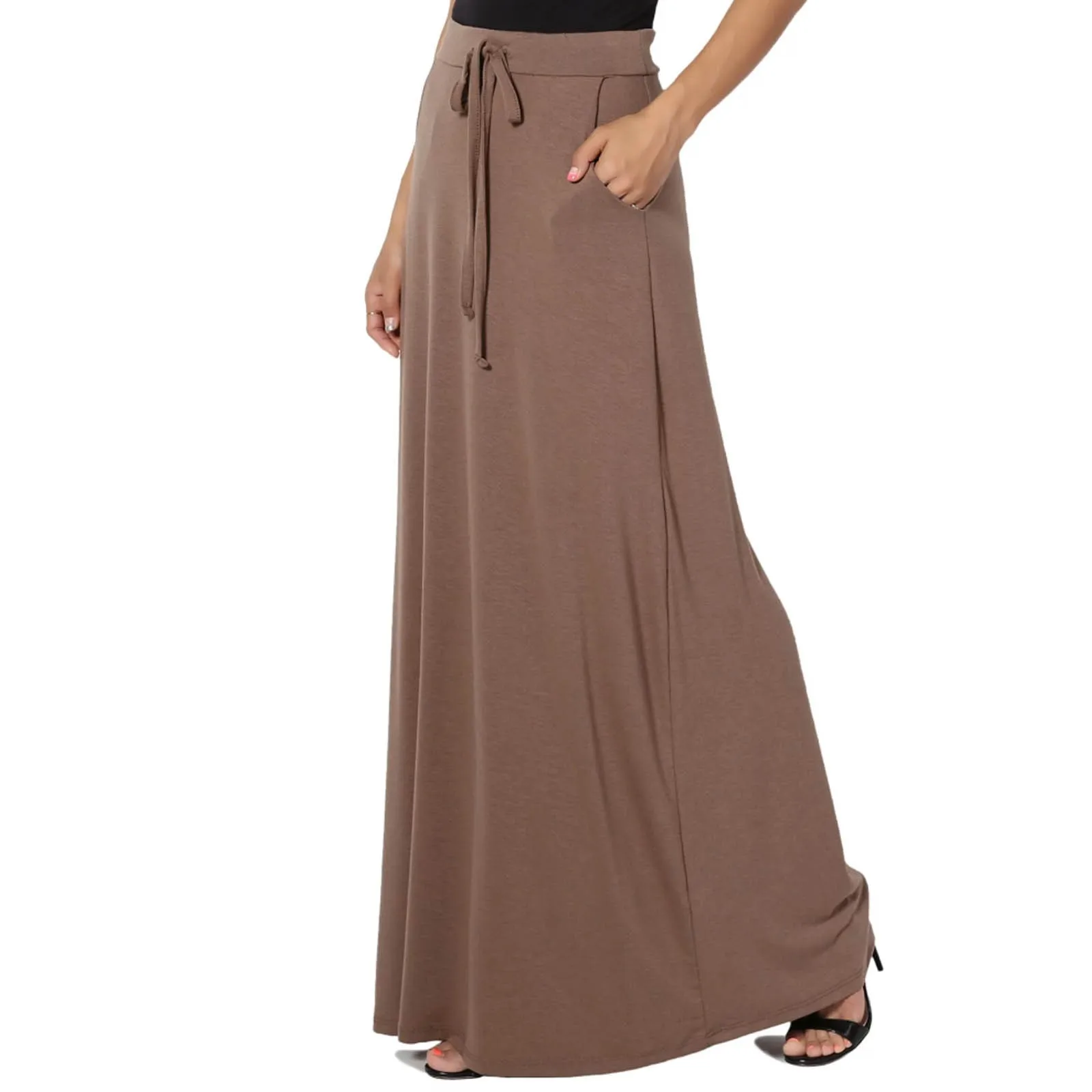 Spring Summer Oversized Long Skirt For Women\'S High Waist Slit Midi Skirts Women\'S Casual Tie Elastic Waist Fashion Skirt