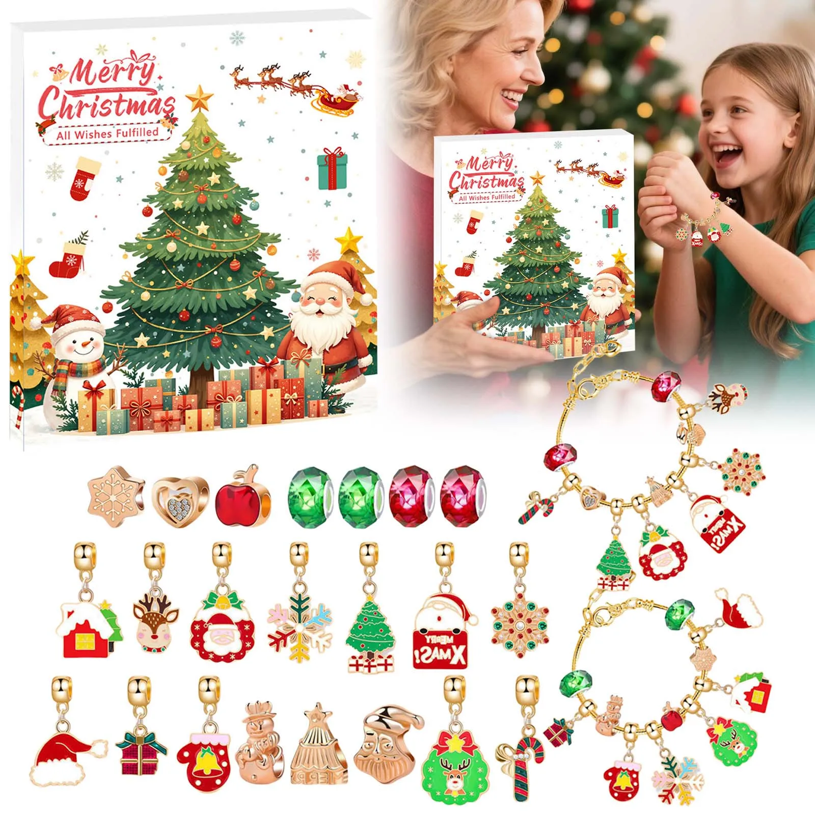 Preschool Clock Christmas Advent Calendar Bracelets 2025 For Girls 24 Day DIY Cooking Timers for Kitchen with Temperature Probe