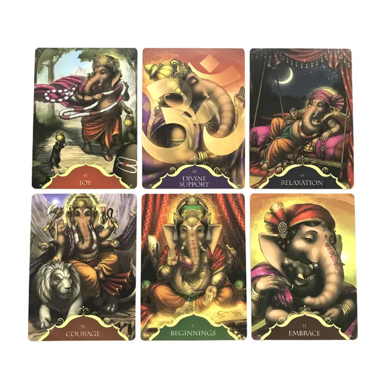 Whispers Of Lord Ganesha Oracle Tarot Card Fate Divination Prophecy Card Family Party Game Tarot 50 Card Deck  PDF Guide